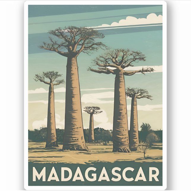 Vintage Travel Madagascar Baobab Tree Retro Scenic (Front)