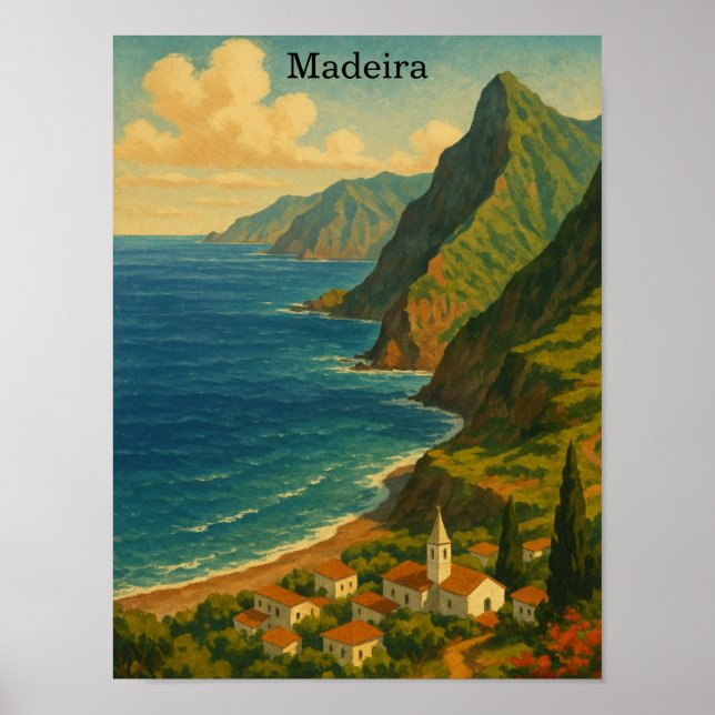 Vintage Travel Madeira Atlantic Island Poster (Front)