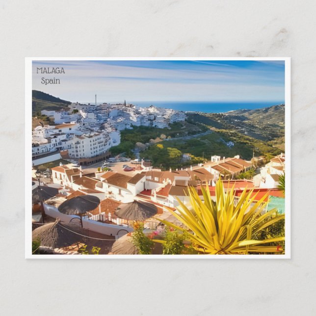 vintage travel Malaga Spain Alcazaba city  Postcar Postcard (Front)