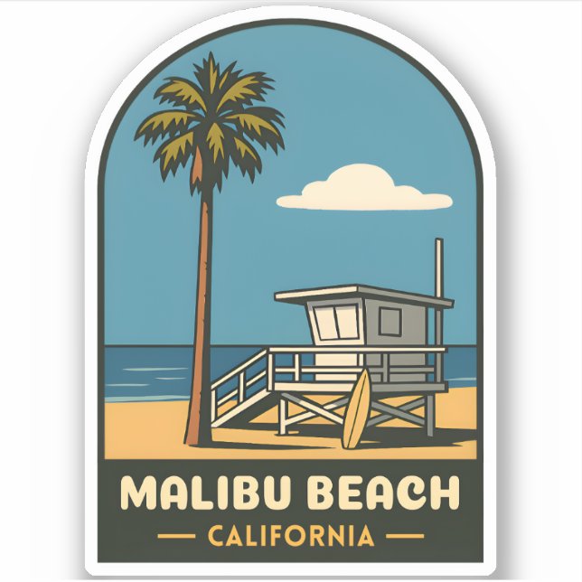 Vintage Travel Malibu Beach California Coast Retro (Front)