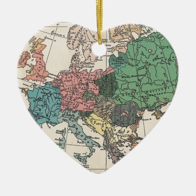 Vintage Travel Map Ceramic Ornament (Front)