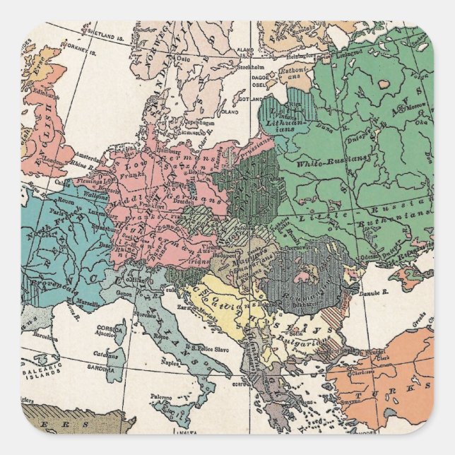 Vintage Travel Map Square Sticker (Front)