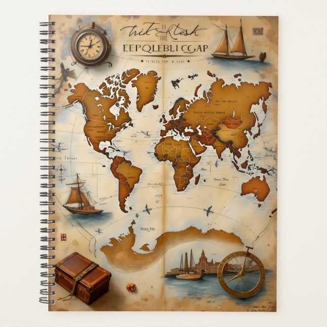Vintage Travel Maps Planner (Devant)
