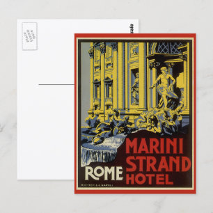 Vintage Travel, Marini Strand Hotel, Rome, Italy Postcard