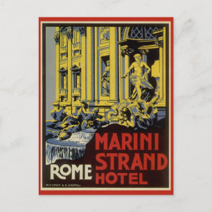 Vintage Travel, Marini Strand Hotel, Rome, Italy Postcard
