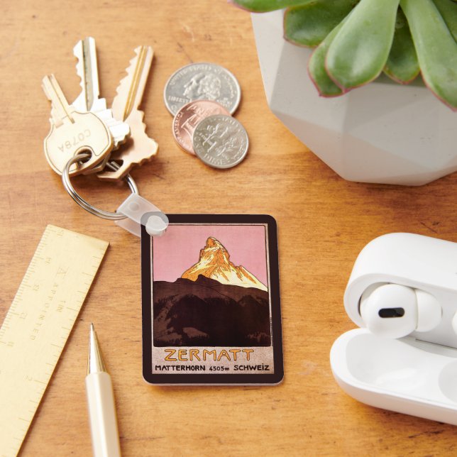Vintage Travel, Matterhorn Mountain, Switzerland Keychain (Desk)