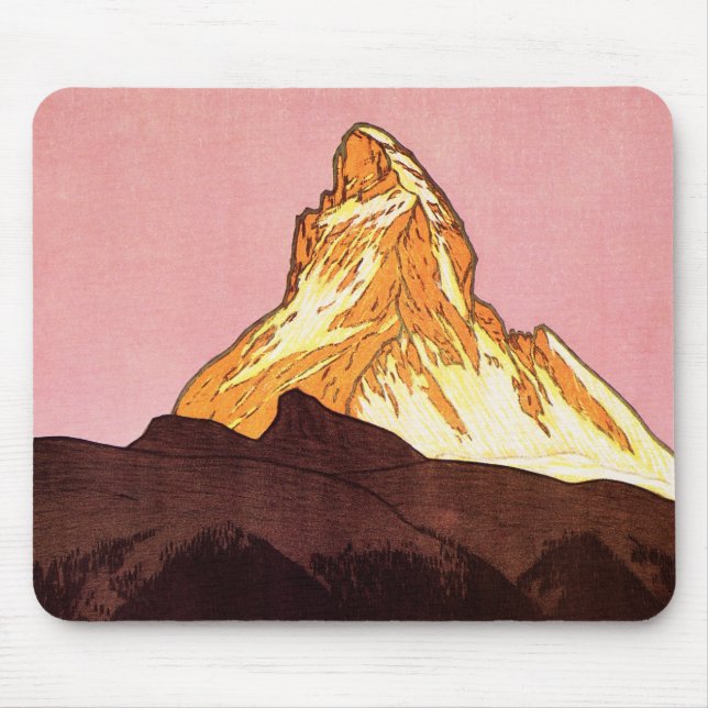 Vintage Travel, Matterhorn Mountain, Switzerland Mouse Pad (Front)