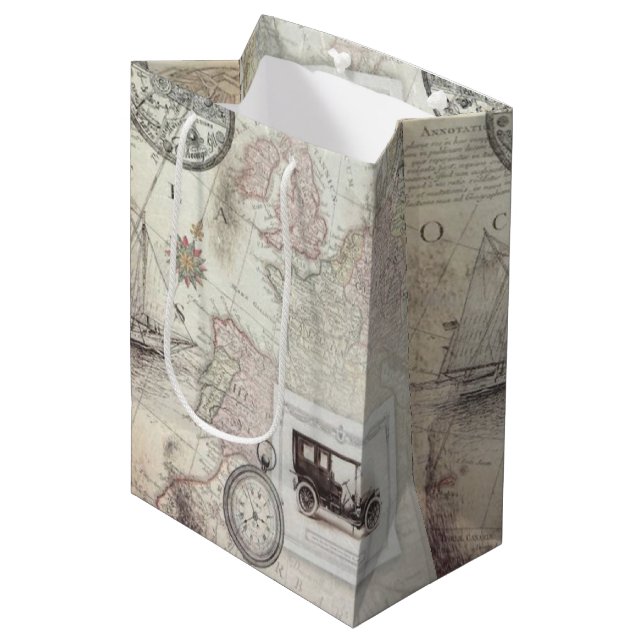 Vintage travel   medium gift bag (Front Angled)
