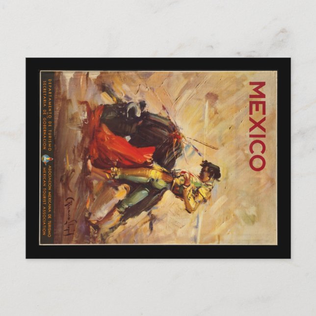 Vintage Travel Mexico Bull Fighting Matador Postcard (Front)