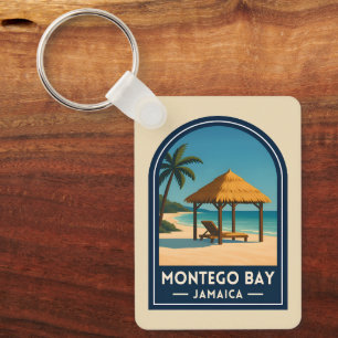 Vintage Travel Montego Bay Jamaica Beach Retro Keychain