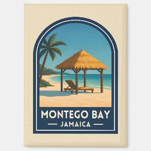 Vintage Travel Montego Bay Jamaica Beach Retro Magnet