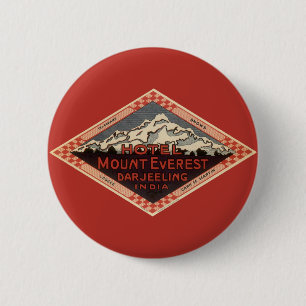 Vintage Travel, Mount Everest, Darjeeling India 2 Inch Round Button