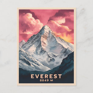 Vintage Travel Mount Everest Himalayas Retro Postcard