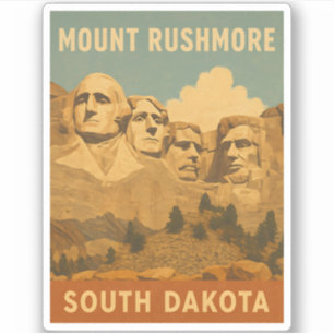 Vintage Travel Mount Rushmore South Dakota Retro