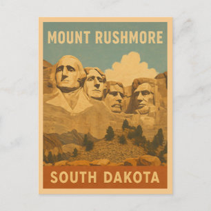 Vintage Travel Mount Rushmore South Dakota Retro Postcard