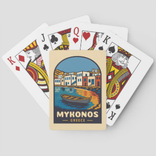 Vintage Travel Mykonos Greece Island Seaside Retro Playing Cards