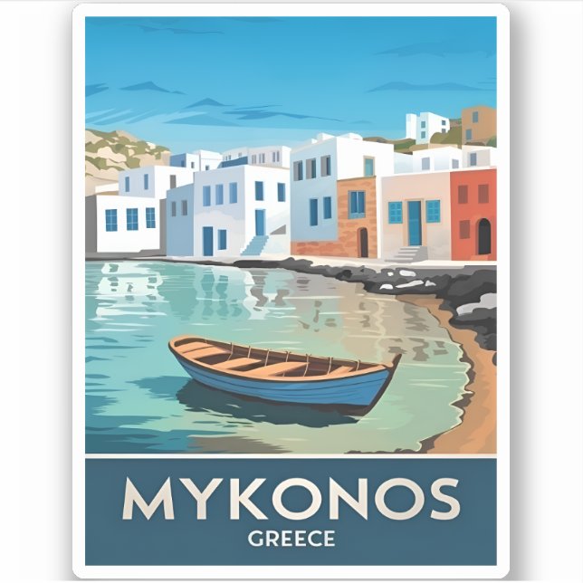 Vintage Travel Mykonos Greece Seaside Landscape (Front)