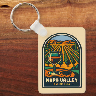 Vintage Travel Napa Valley California Winery Retro Keychain