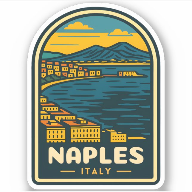 Vintage Travel Naples Italy Retro Scenic Coastline (Front)