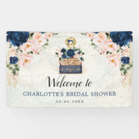 Vintage Travel Navy Blush Floral Bridal Shower