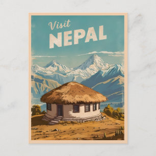 Vintage Travel Nepal Himalayas Retro Scenic Postcard