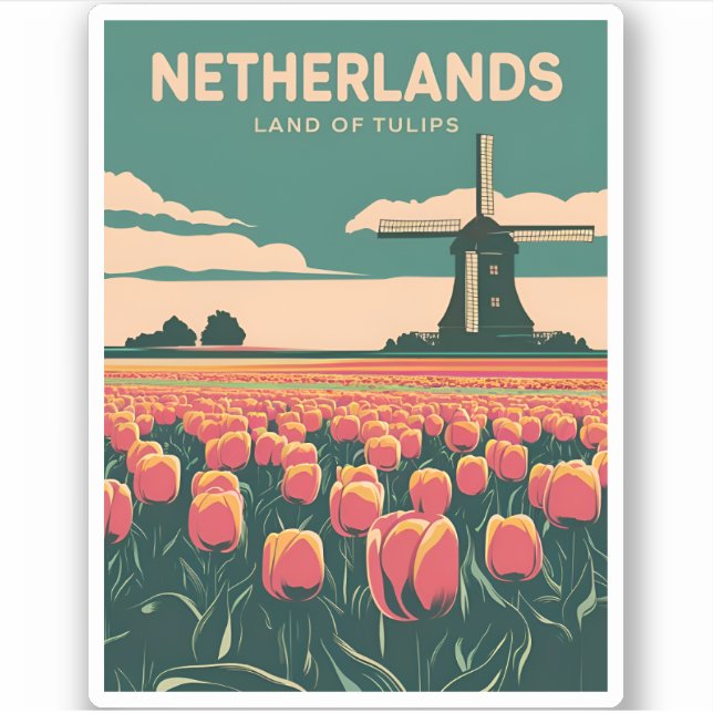 Vintage Travel Netherlands Tulips Retro Graphic (Front)