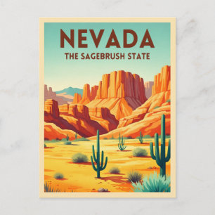 Vintage Travel Nevada Nature Landscape Retro Postcard