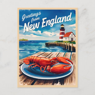 Vintage Travel New England Coastal Retro Scenic Postcard