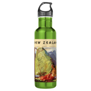 Vintage Travel, New Zealand Landscape Native Woman 710 Ml Water Bottle