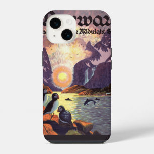 Vintage Travel, Norway Fjord Land of Midnight Sun iPhone 14 Case