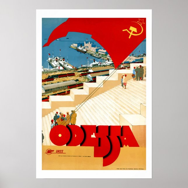 Vintage Travel Odessa Ukraine Soviet Union Poster (Front)