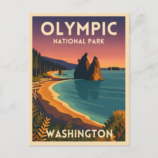 Vintage Travel Olympic National Park Washington Postcard (Front)