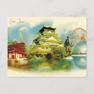 Vintage travel Osaka Japan asia city Geisha  Postcard