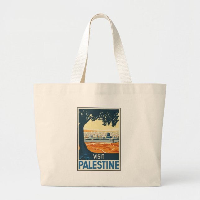 Vintage Travel Palestine Large Tote Bag (Front)