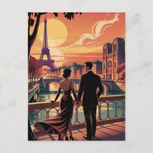 Vintage Travel Paris Eiffel Tower Cute Birthday  Holiday Postcard