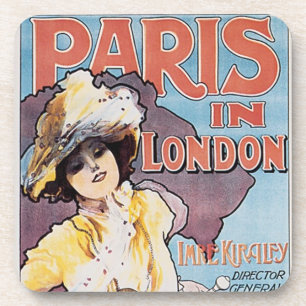 Vintage Travel, Paris in London Railroad Woman Coaster
