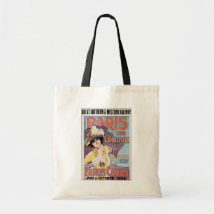 Vintage Travel, Paris in London Railroad Woman Tote Bag