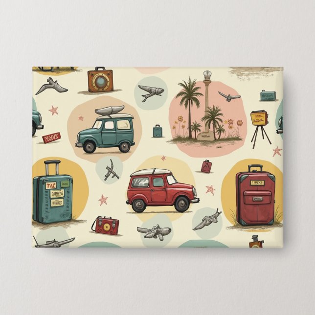 Vintage Travel Pattern Buttons (Front)