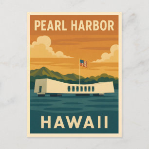 Vintage Travel Pearl Harbour Memorial Hawaii Retro Postcard