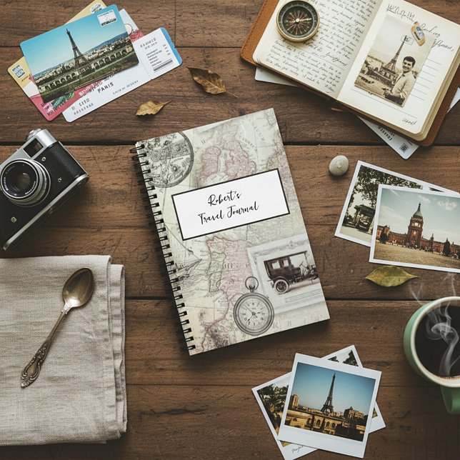 Vintage travel personalized notebook (Creator Uploaded)