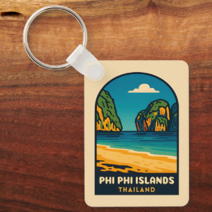 Vintage Travel Phi Phi Islands Thailand Beach Keychain