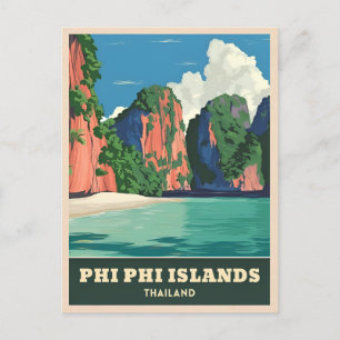 Vintage Travel Phi Phi Islands Thailand Seaside Postcard