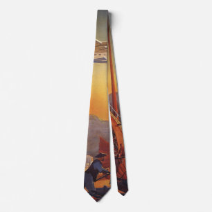 Vintage Travel, Plane Over Junks in Hong Kong Tie