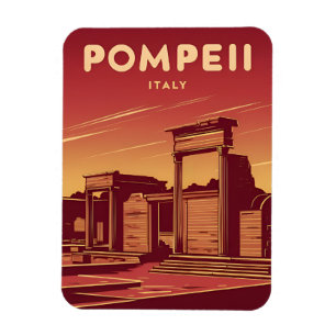 Vintage Travel Pompeii Italy Retro Graphic Magnet