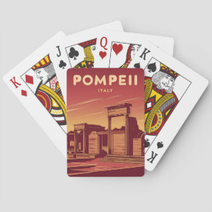Vintage Travel Pompeii Italy Retro Graphic Playing Cards