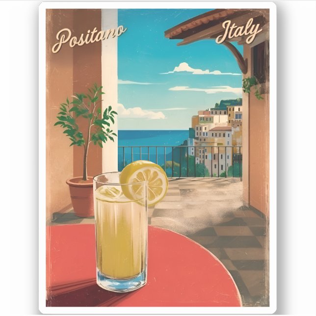 Vintage Travel Positano Italy Retro Scenic (Front)