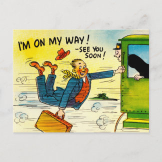 Vintage Travel Postcard Art - "See You Soon!"