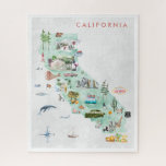Vintage Travel Postcard | California Collectable Jigsaw Puzzle<br><div class="desc">A perfect piece of art for anyone that loves California. Featuring watercolor illustrated map of all the favorite landmarks. Add your custom wording to this design by using the "Edit this design template" boxes on the right-hand side of the item or click the blue "Customize it" button to arrange the...</div>