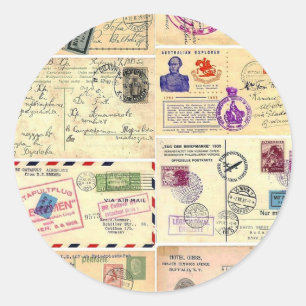 Vintage Travel Postcards Classic Round Sticker