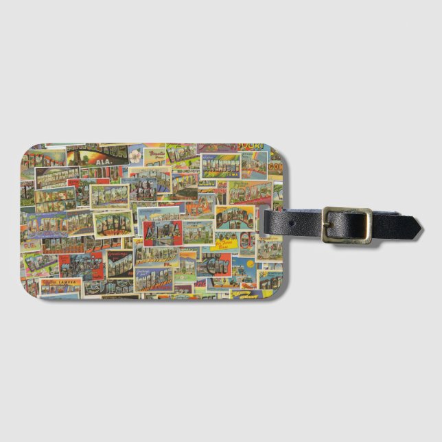 Vintage Travel Postcards Luggage Tag (Front Horizontal)